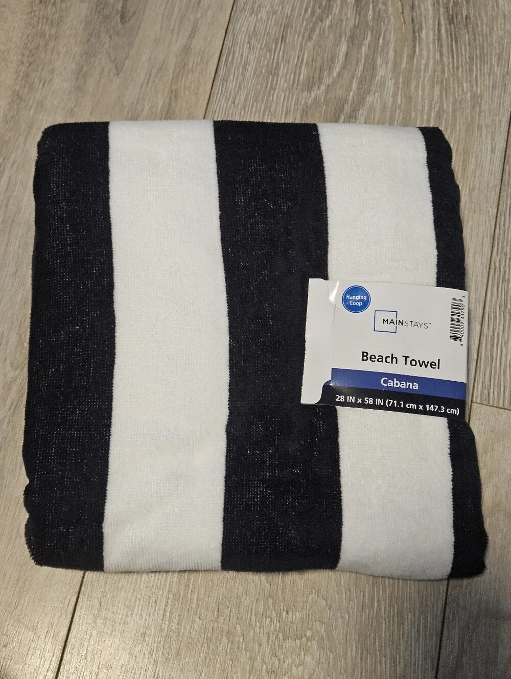 Lot of 4 NEW Mainstays Cabana Beach Towels 28x58 Black White Stripe Cotton Blend